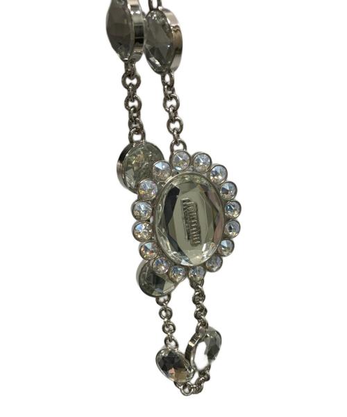 MIU MIU（ミュウミュウ）MIU MIU (ミュウミュウ) ナッパクリスタル レザー ショルダーバッグ グレーの古着・服飾アイテム