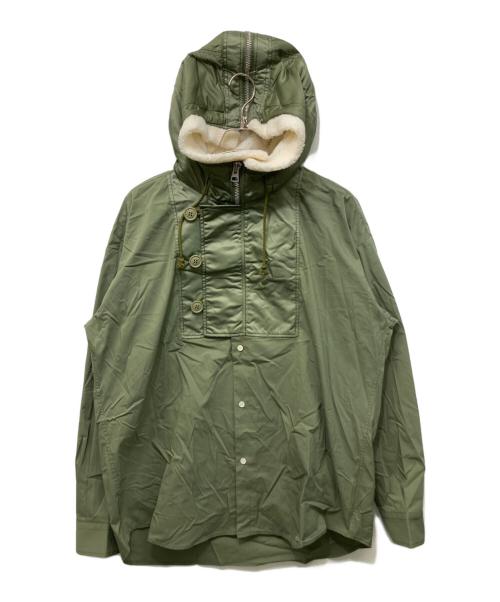 SOFTHYPHEN（ソフトハイフン）SOFTHYPHEN (ソフトハイフン) N-2B COLLARED SHIRT グリーン サイズ:4 未使用品の古着・服飾アイテム