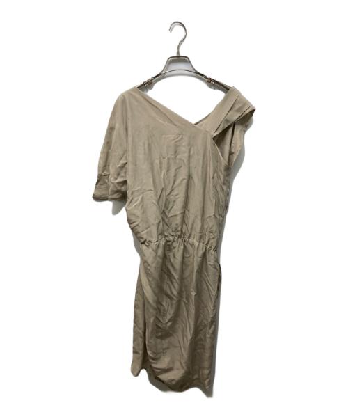 MM6 Maison Margiela（エムエムシックスメゾンマルジェラ）MM6 Maison Margiela (エムエムシックスメゾンマルジェラ) アシンメトリーシルクワンピース ベージュ サイズ:L(42)の古着・服飾アイテム