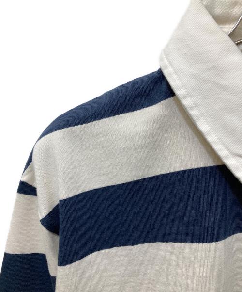 PALMES（PALMES）PALMES (PALMES) Colt Rugby Shirt ネイビー×アイボリー サイズ:Lの古着・服飾アイテム