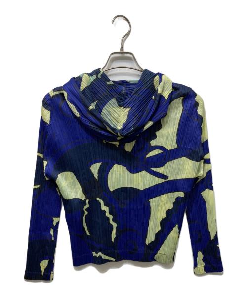 PLEATS PLEASE（プリーツプリーズ）PLEATS PLEASE (プリーツプリーズ) プリーツジップパーカー ブルー×イエロー サイズ:3の古着・服飾アイテム