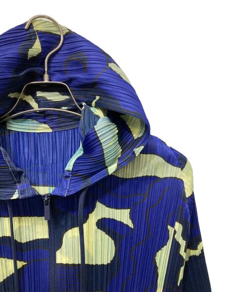 PLEATS PLEASE（プリーツプリーズ）PLEATS PLEASE (プリーツプリーズ) プリーツジップパーカー ブルー×イエロー サイズ:3の古着・服飾アイテム