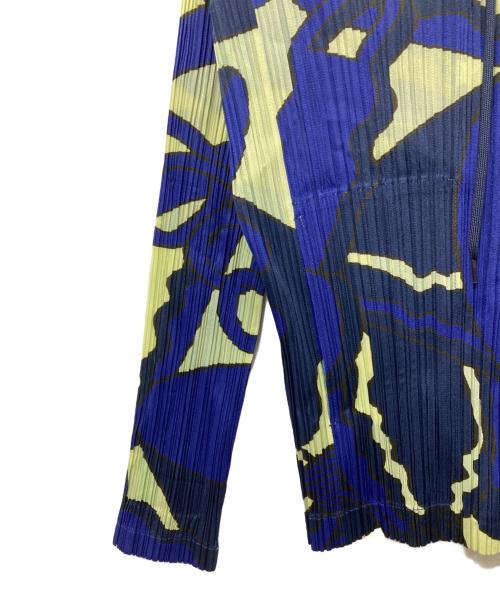 PLEATS PLEASE（プリーツプリーズ）PLEATS PLEASE (プリーツプリーズ) プリーツジップパーカー ブルー×イエロー サイズ:3の古着・服飾アイテム
