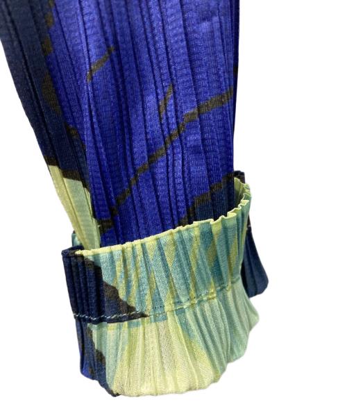 PLEATS PLEASE（プリーツプリーズ）PLEATS PLEASE (プリーツプリーズ) プリーツジップパーカー ブルー×イエロー サイズ:3の古着・服飾アイテム