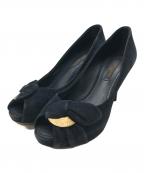 LOUIS VUITTONルイ ヴィトン）の古着「Kimono Peep Toe Platform Pumps」｜ネイビー