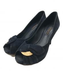 LOUIS VUITTON（ルイ ヴィトン）の古着「Kimono Peep Toe Platform Pumps」｜ネイビー