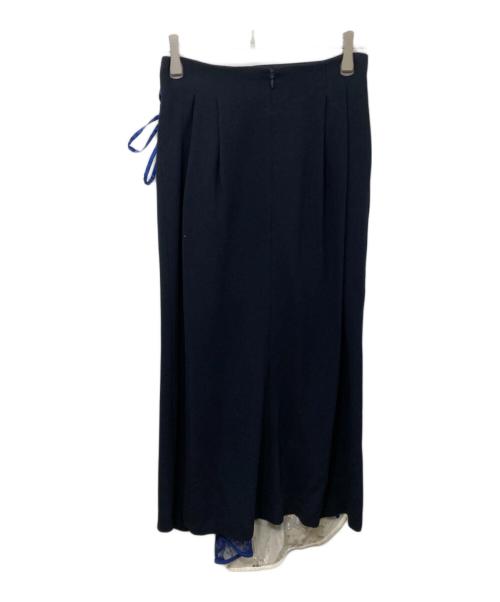 Mame Kurogouchi（マメクロゴウチ）mame kurogouchi (マメクロゴウチ) SILK LAME PRINT WRAP SKIRT ネイビー サイズ:1の古着・服飾アイテム