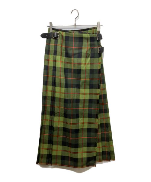 O'NEIL OF DUBLIN（オニールオブダブリン）O'NEIL OF DUBLIN (オニールオブダブリン) ウールチェックラップスカート グリーン サイズ:8の古着・服飾アイテム