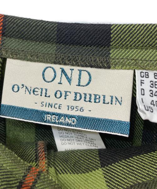 O'NEIL OF DUBLIN（オニールオブダブリン）O'NEIL OF DUBLIN (オニールオブダブリン) ウールチェックラップスカート グリーン サイズ:8の古着・服飾アイテム