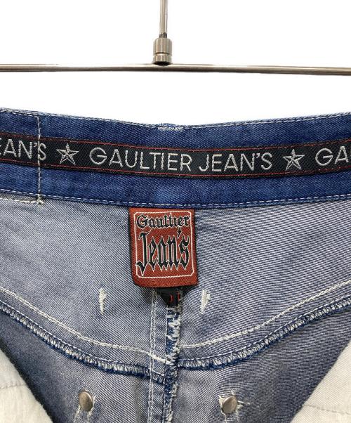 GAULTIER JEANS（ゴルチエジーンズ）GAULTIER JEANS (ゴルチエジーンズ) 刺繍フレアパンツ インディゴ サイズ:64の古着・服飾アイテム