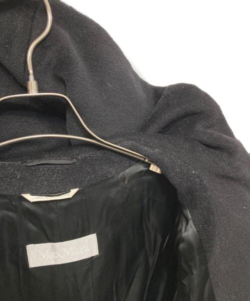 MaxMara（マックスマーラ）MaxMara (マックスマーラ) ヴァージンウール フーデッドコート ブラック サイズ:40の古着・服飾アイテム