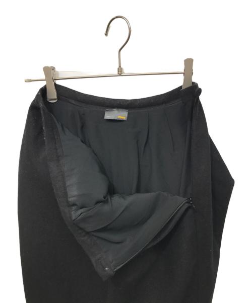 FENDI（フェンディ）FENDI (フェンディ) プリーツ切替ウールスカート ブラック サイズ:40の古着・服飾アイテム