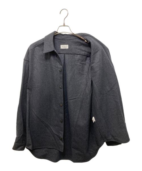 lownn（ローン）lownn (ローン) ウールグレンチェックシャツ チャコールグレー サイズ:46の古着・服飾アイテム