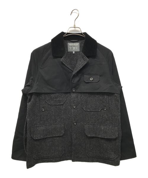 WOOLRICH（ウールリッチ）WOOLRICH (ウールリッチ) ツイード切替ハンティングジャケット ブラック×グレー サイズ:Lの古着・服飾アイテム