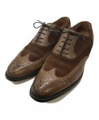 ENZO BONAFEエンツォボナフェ）の古着「スウェード切替ウィングチップシューズ」｜ブラウン