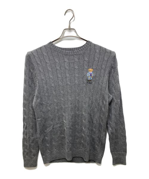 POLO RALPH LAUREN（ポロ・ラルフローレン）POLO RALPH LAUREN (ポロ・ラルフローレン) ポロベア刺繍ケーブルニット グレー サイズ:Lの古着・服飾アイテム