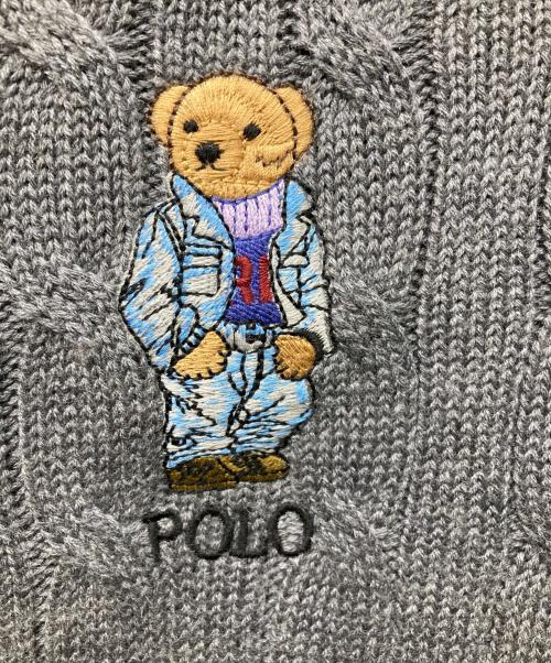 POLO RALPH LAUREN（ポロ・ラルフローレン）POLO RALPH LAUREN (ポロ・ラルフローレン) ポロベア刺繍ケーブルニット グレー サイズ:Lの古着・服飾アイテム
