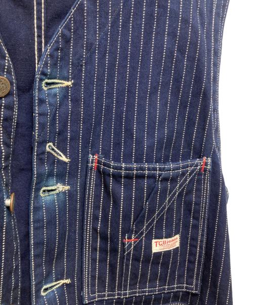 TCB jeans（ティーシービー ジーンズ）TCB JEANS (ティーシービー ジーンズ) ウォバッシュストライプ TABBY'S VEST ネイビー サイズ:42の古着・服飾アイテム