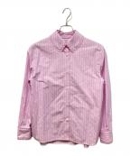 YORIヨリ）の古着「ミニフリルストライプシャツ」｜ピンク