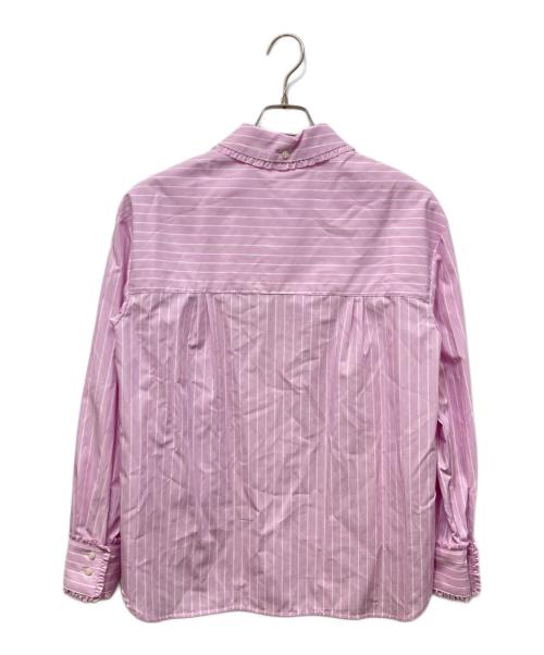YORI（ヨリ）YORI (ヨリ) ミニフリルストライプシャツ ピンク サイズ:S(36)の古着・服飾アイテム