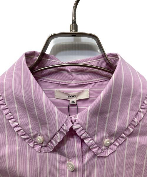 YORI（ヨリ）YORI (ヨリ) ミニフリルストライプシャツ ピンク サイズ:S(36)の古着・服飾アイテム