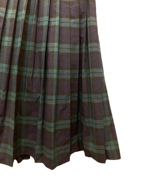 sacai（サカイ）sacai (サカイ) レイヤードデザインチェックスカート グリーン×ネイビー サイズ:2の古着・服飾アイテム