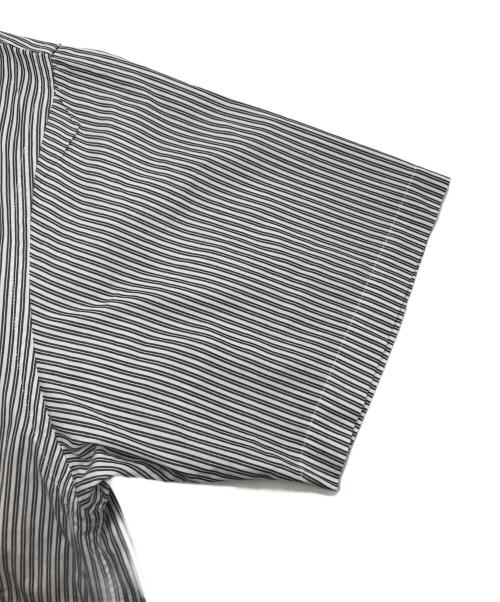 stussy（ステューシー）stussy (ステューシー) BOXY SS SHIRT 8 BALL STRIPE ホワイト×グレー サイズ:Lの古着・服飾アイテム