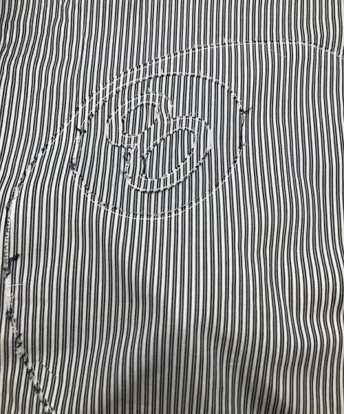 stussy（ステューシー）stussy (ステューシー) BOXY SS SHIRT 8 BALL STRIPE ホワイト×グレー サイズ:Lの古着・服飾アイテム