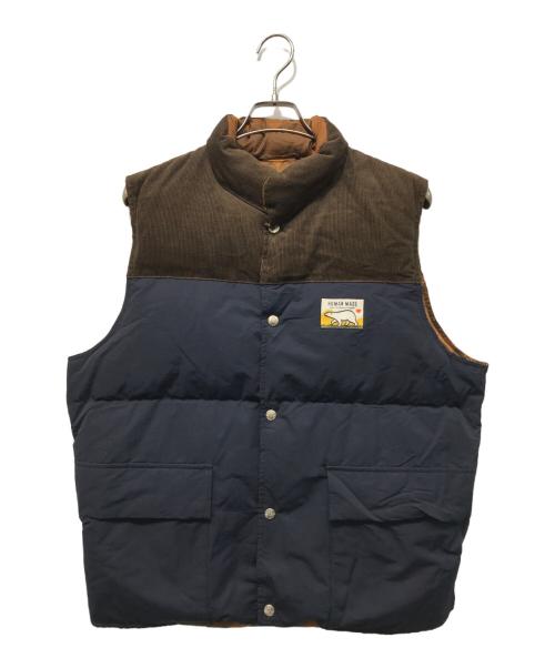 HUMAN MADE（ヒューマンメイド）HUMAN MADE (ヒューマンメイド) リバーシブルダウンベスト ブラウン×ネイビー サイズ:Mの古着・服飾アイテム