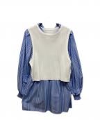 Diagramダイアグラム）の古着「ニット付きブラウス」｜ブルー