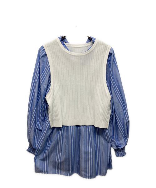 Diagram（ダイアグラム）Diagram (ダイアグラム) ニット付きブラウス ブルー サイズ:Sの古着・服飾アイテム