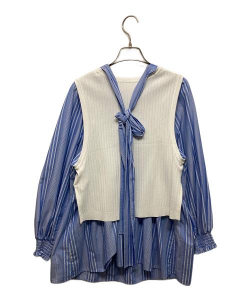 Diagram（ダイアグラム）Diagram (ダイアグラム) ニット付きブラウス ブルー サイズ:Sの古着・服飾アイテム