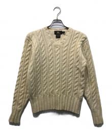 RRL（ダブルアールエル）の古着「三ツ星タグ Vネックケーブルニット」｜ベージュ