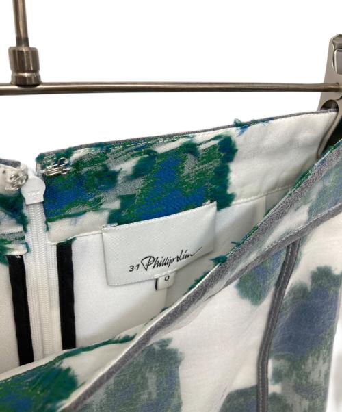 3.1 phillip lim（スリーワンフィリップリム）3.1 phillip lim (スリーワンフィリップリム) Abstract Daisy a-line skirt ブルー×グリーンの古着・服飾アイテム