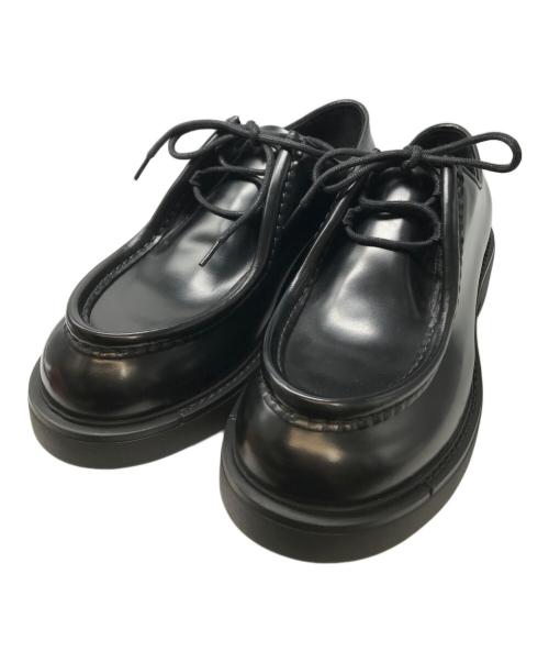 PRADA（プラダ）PRADA (プラダ) ダイアパソン オペークブラッシュドレザー レースアップ シューズ ブラック サイズ:9 1/2の古着・服飾アイテム