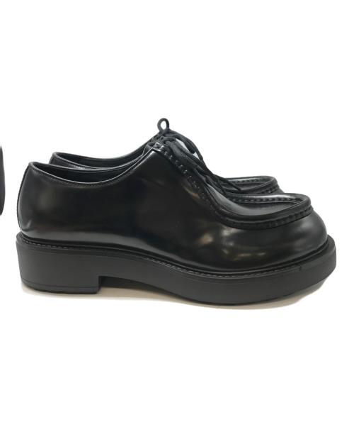 PRADA（プラダ）PRADA (プラダ) ダイアパソン オペークブラッシュドレザー レースアップ シューズ ブラック サイズ:9 1/2の古着・服飾アイテム