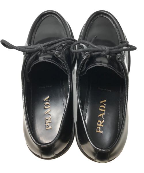 PRADA（プラダ）PRADA (プラダ) ダイアパソン オペークブラッシュドレザー レースアップ シューズ ブラック サイズ:9 1/2の古着・服飾アイテム