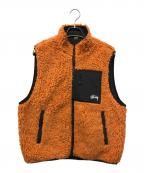 stussyステューシー）の古着「Sherpa Reversible Vest」｜オレンジ