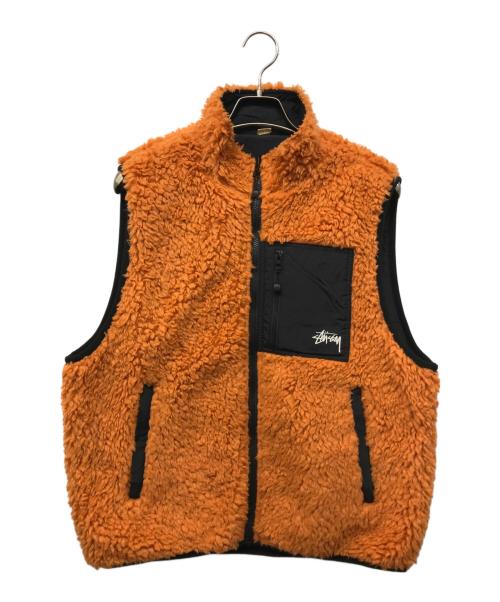 stussy（ステューシー）stussy (ステューシー) Sherpa Reversible Vest オレンジ サイズ:Mの古着・服飾アイテム