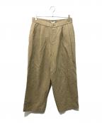 ATONエイトン）の古着「COTTON LINEN VOILE TWO TUCKED EASY PANTS」｜ベージュ