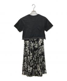 sacai（サカイ）の古着「フラワープリントプリーツスカートワンピース」｜ブラック