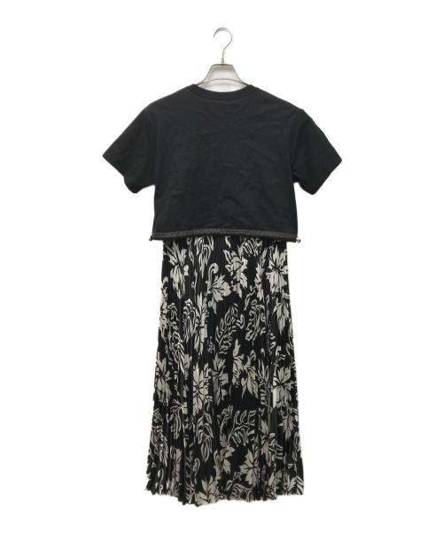 sacai（サカイ）sacai (サカイ) フラワープリントプリーツスカートワンピース ブラック サイズ:1の古着・服飾アイテム