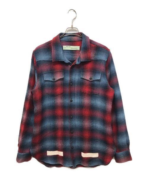 OFFWHITE（オフホワイト）OFFWHITE (オフホワイト) Flannel Shirts レッド×グレー サイズ:Mの古着・服飾アイテム
