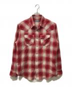 Hysteric Glamourヒステリックグラマー）の古着「SOCIAL CLUB刺繍 ウエスタンシャツ」｜レッド