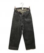 Taiga Takahashiタイガ タカハシ）の古着「BUCKLE-BACKED DENIM TROUSERS」｜ブラック