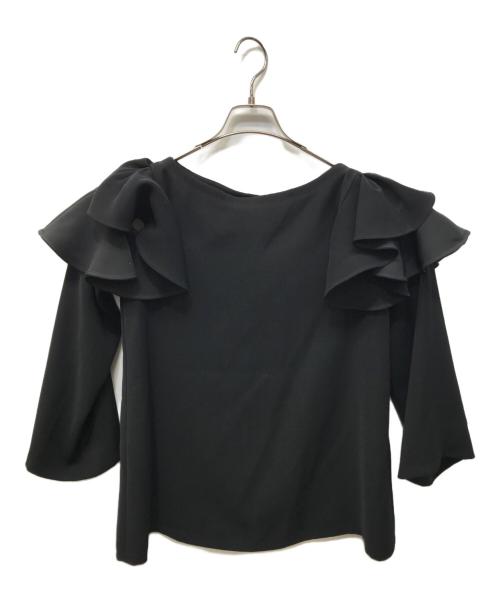 ADEAM（アディアム）ADEAM (アディアム) ラッフルブラウス ブラック サイズ:XSの古着・服飾アイテム
