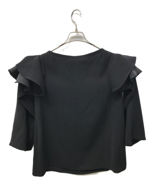 ADEAM（アディアム）ADEAM (アディアム) ラッフルブラウス ブラック サイズ:XSの古着・服飾アイテム