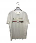 GUCCIグッチ）の古着「ロゴオーバーサイズコットンTシャツ」｜ホワイト
