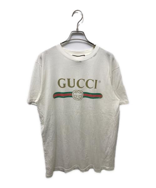 GUCCI（グッチ）GUCCI (グッチ) ロゴオーバーサイズコットンTシャツ ホワイト サイズ:XSの古着・服飾アイテム