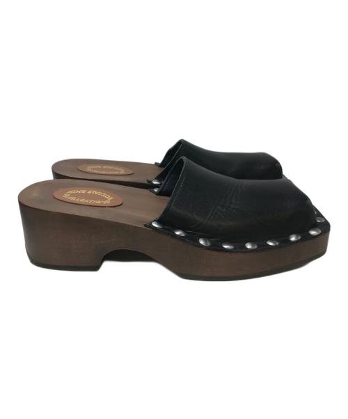 Acne studios（アクネ ストゥディオス）ACNE STUDIOS (アクネ ストゥディオス) レザーウッドクロッグ サンダル ブラウン サイズ:37の古着・服飾アイテム